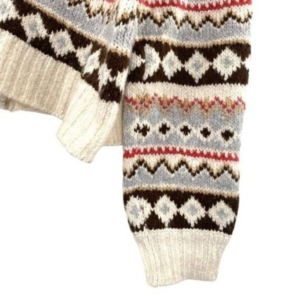 American Eagle Women's Fair Isle Argyle Button Down Cardigan Sweater - Picture 4 of 12